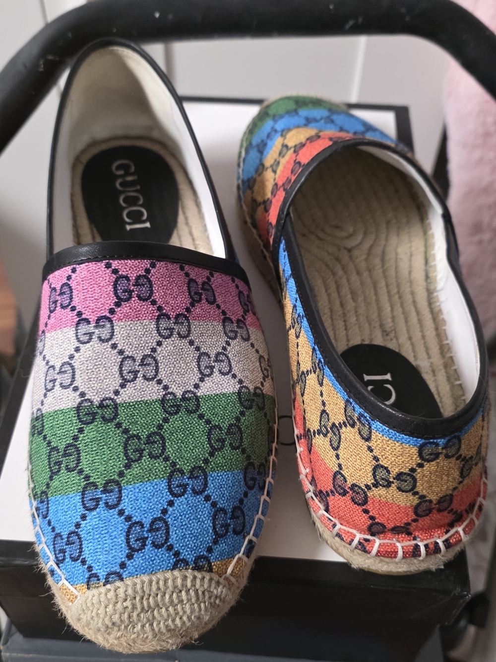 Gucci  Rainbow GG Canvas Espadrilles in Pink, Green, Blue, Yellow, Orange